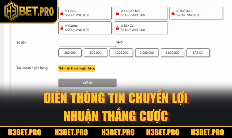 Điền thông tin chuyển lợi nhuận thắng cược